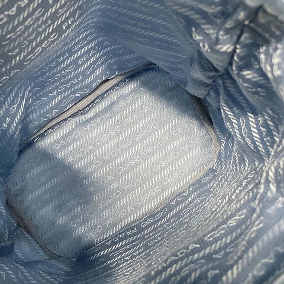 PRADA Duetto 1BH038 Light Blue Nylon Leather - Handbag - Picture 9 of 14